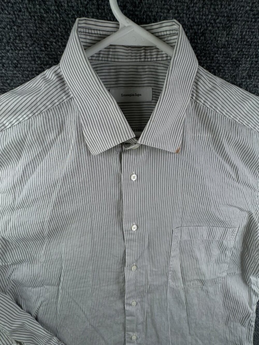 Ermenegildo Zegna Rossini Long Sleeve Button Up Shirt Men Gray Striped Size 16.5